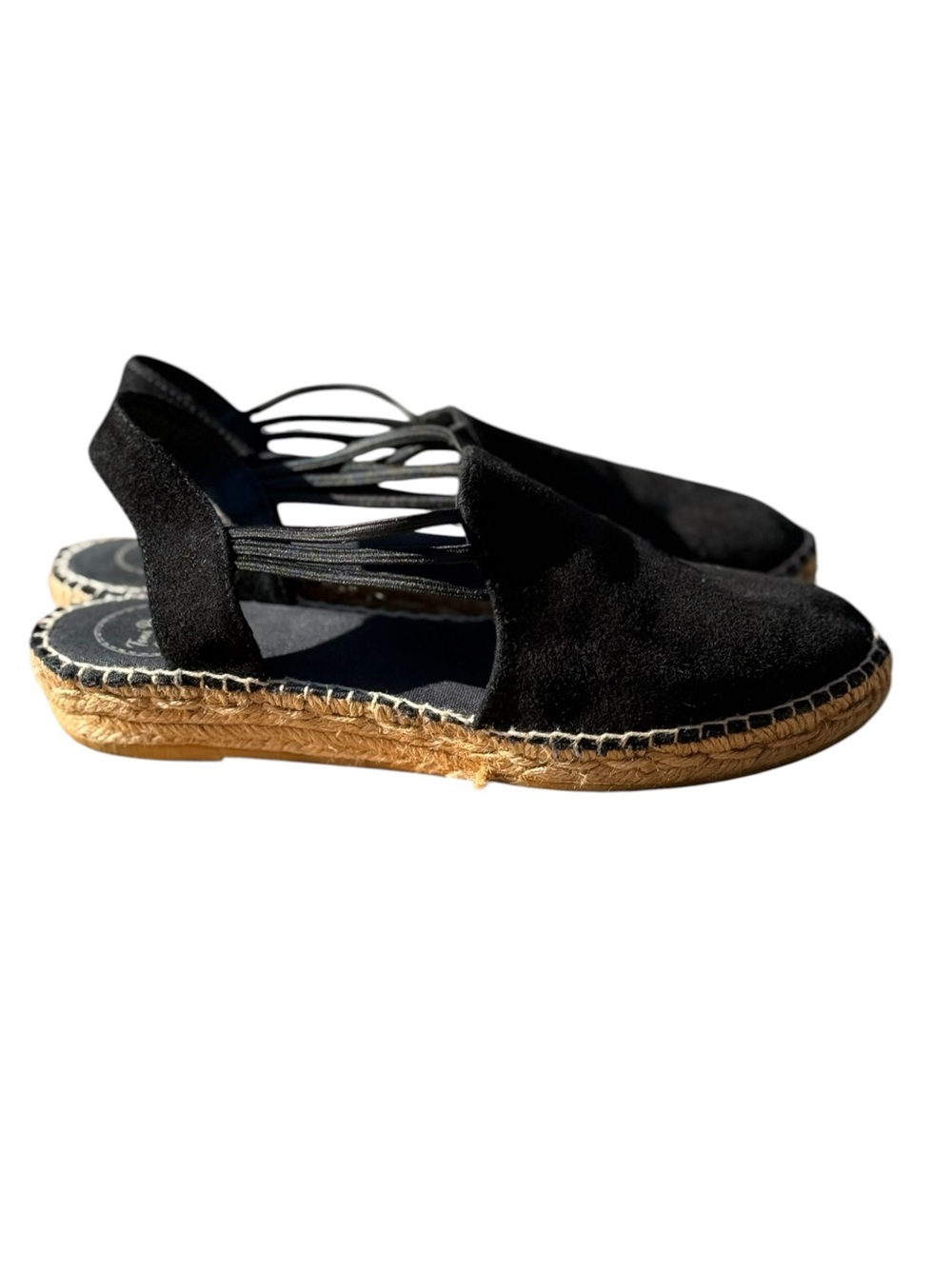 Toni Pons Nuria Black Suede Espadrille Slingback Flats 38 Coastal Boho